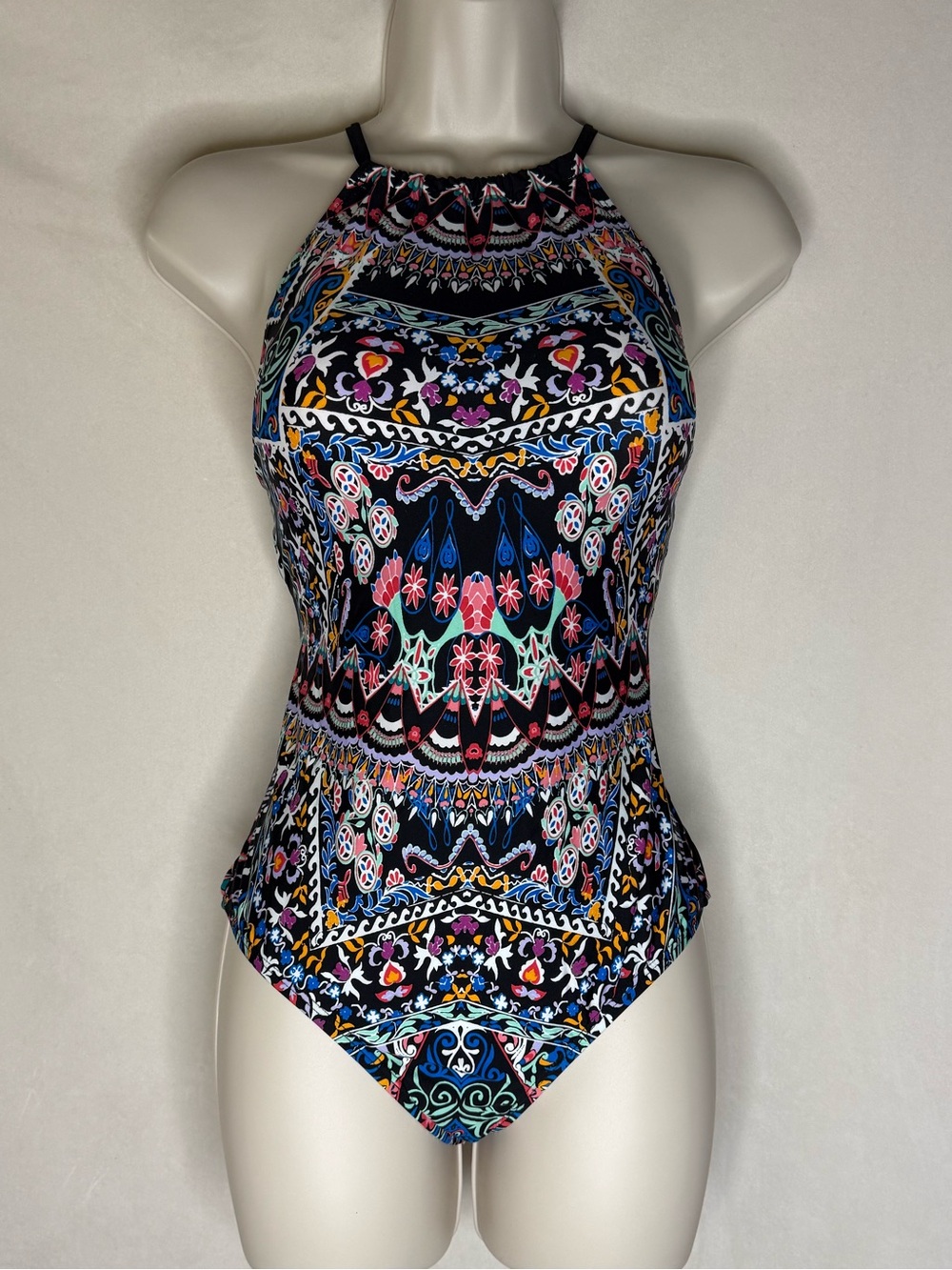 Laundry By Shelli Segal Black Multicolor Printed One-Piece